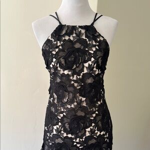 Nicole by Nicole Miller Black Lace Backless Dress